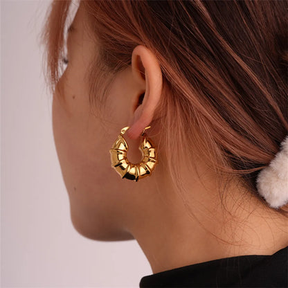 1 Piece Ig Style Simple Style Solid Color Plating Stainless Steel Gold Plated Earrings