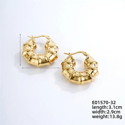 1 Piece Ig Style Simple Style Solid Color Plating Stainless Steel Gold Plated Earrings