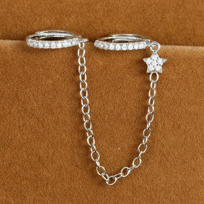 1 Piece Ig Style Simple Style Star Plating Chain Inlay Copper Zircon Earrings