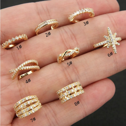 1 Piece IG Style Simple Style U Shape Star Inlay Copper Zircon Ear Cuffs