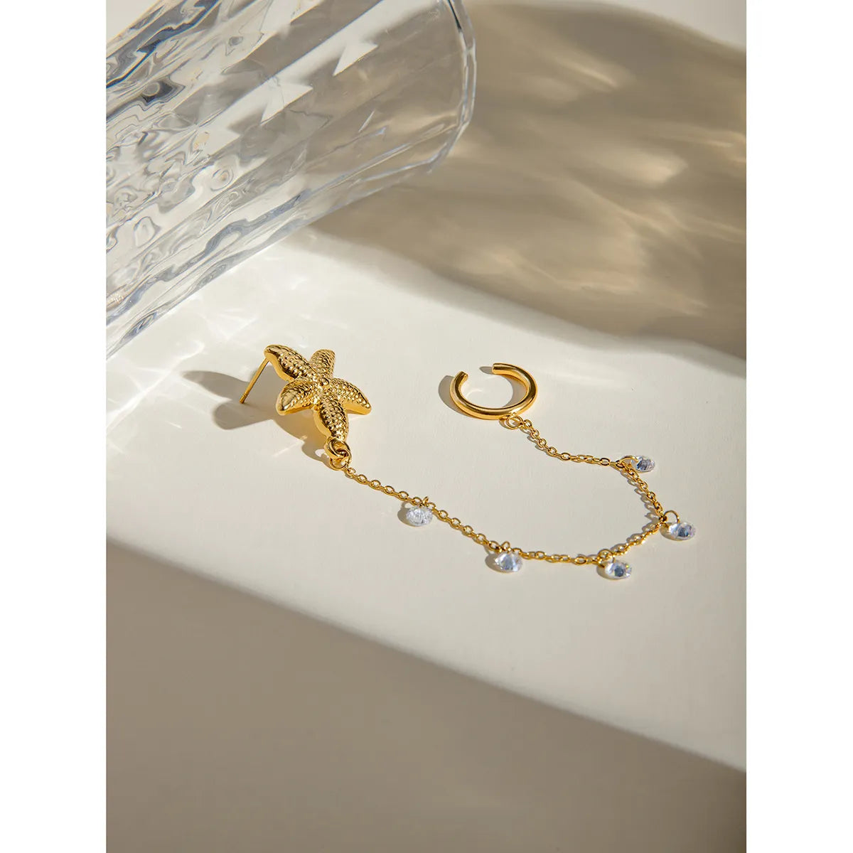 1 Piece IG Style Starfish 304 Stainless Steel 18K Gold Plated Ear Cuffs