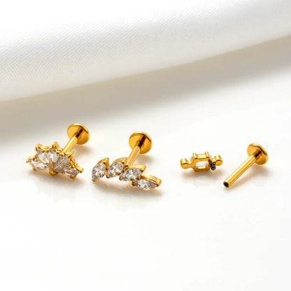 1 Piece Ig Style Vintage Style Leaves Heart Shape Bee Plating Inlay Titanium Alloy Zircon 18k Gold Plated Ear Studs