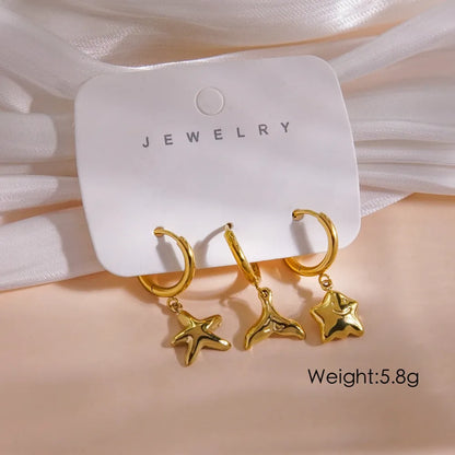 1 Piece IG Style Y2K Luxurious Color Block Plating Inlay 304 Stainless Steel Natural Stone Shell Zircon 14K Gold Plated Drop Earrings