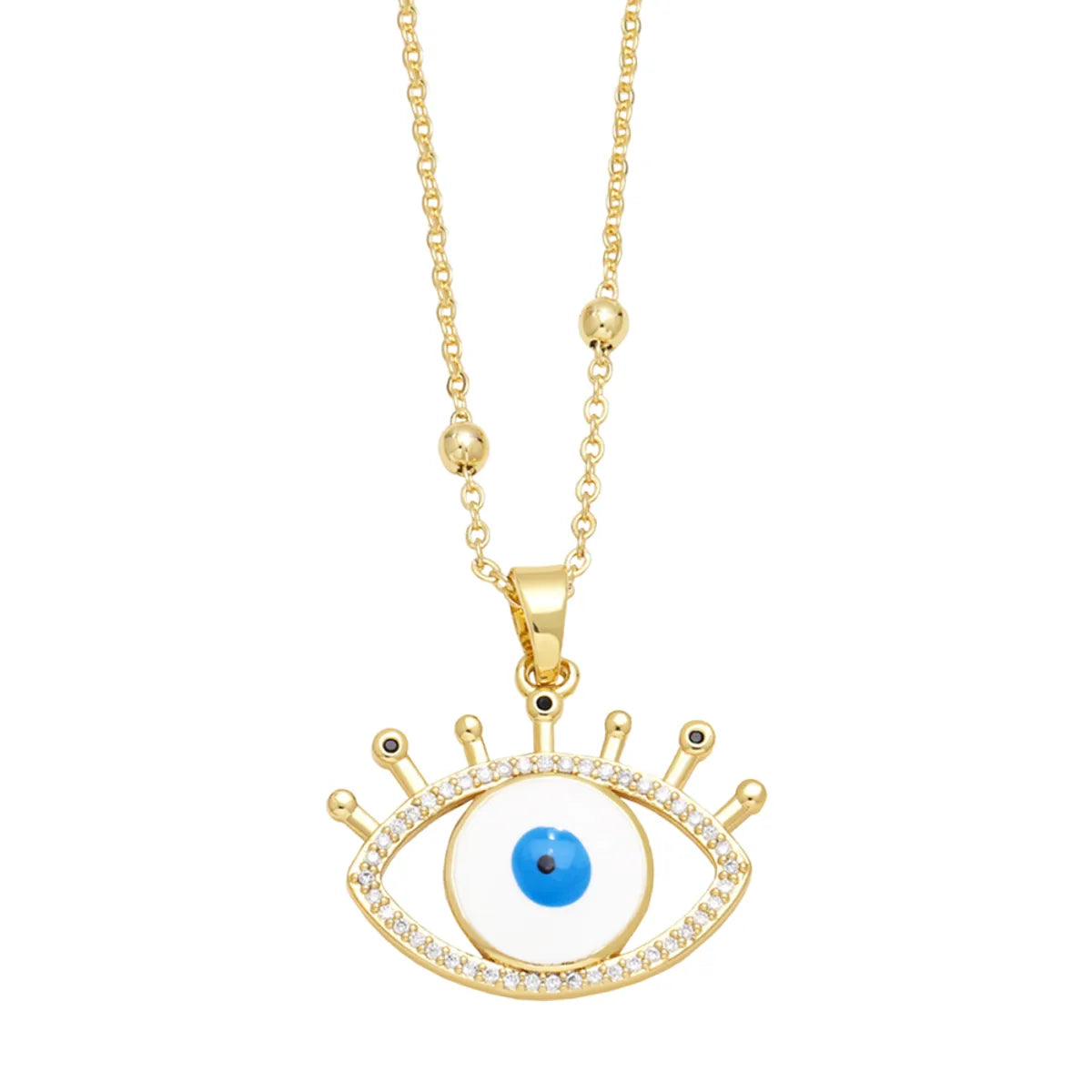 1 Piece Ins Style Devil's Eye Copper Enamel Plating Inlay Zircon 18k Gold Plated Pendant Necklace