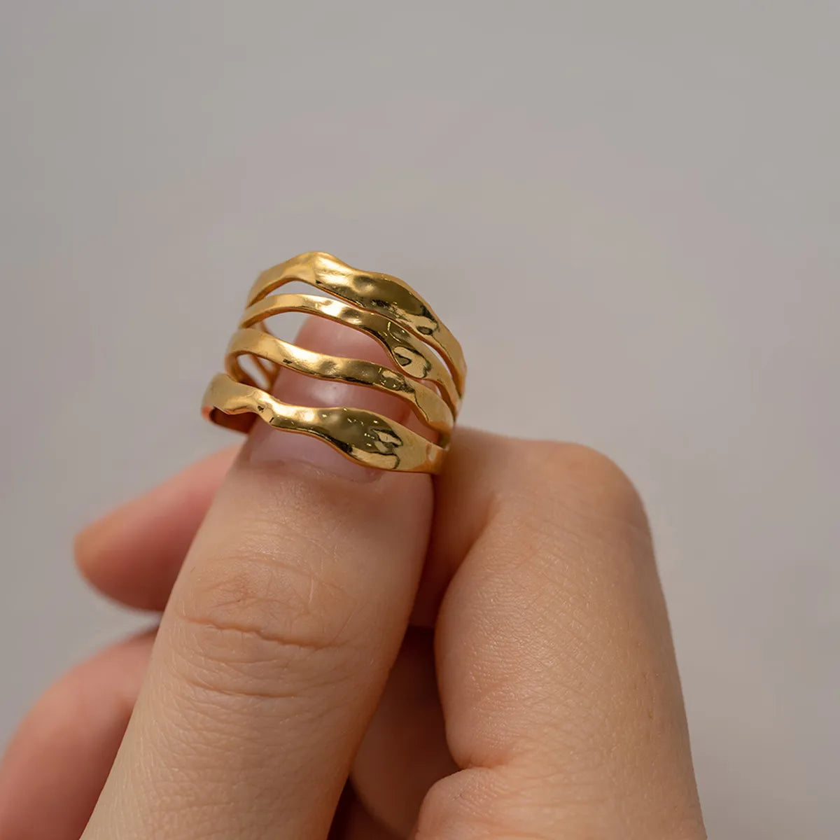 Ins Style Irregular Stainless Steel Plating 18k Gold Plated Open Ring