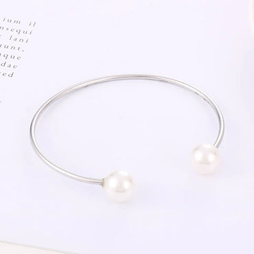 Korean Style C Shape Shell Titanium Steel Plating Women's Bangle