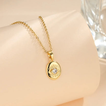 Korean Style Cross Square Flower Stainless Steel Titanium Steel Plating Inlay Zircon 18k Gold Plated Gold Plated Pendant Necklace