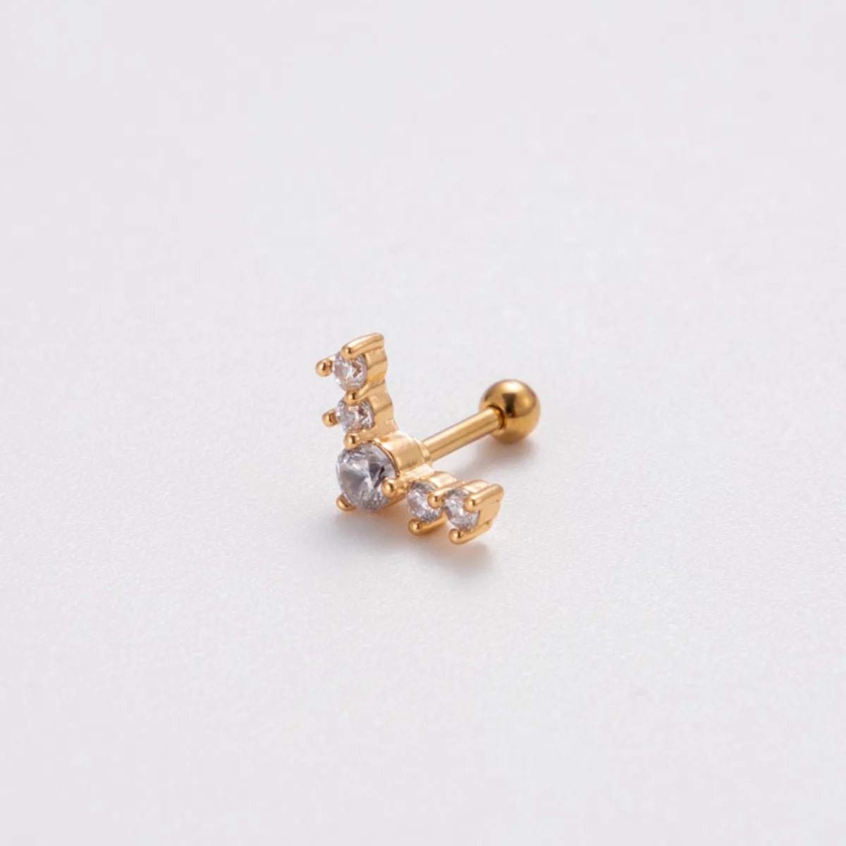 1 Piece Korean Style Heart Shape Butterfly Plating Inlay Stainless Steel Zircon 18k Gold Plated Ear Studs