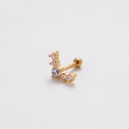 1 Piece Korean Style Heart Shape Butterfly Plating Inlay Stainless Steel Zircon 18k Gold Plated Ear Studs