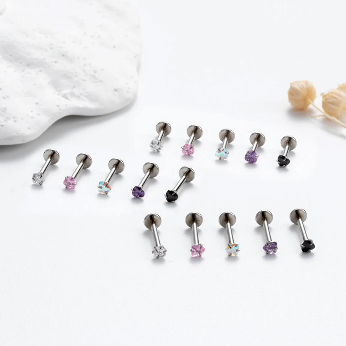 1 Piece Korean Style Heart Shape Plating Inlay Stainless Steel Zircon 18k Gold Plated Ear Studs