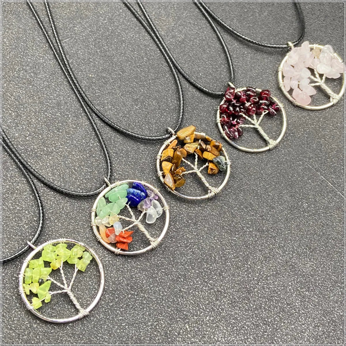 1 Piece Korean Style Tree Natural Stone Plating Necklace