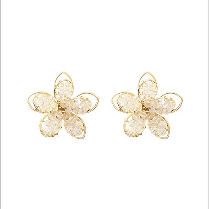 Wholesale Jewelry 1 Pair Lady Flower Artificial Crystal Ear Studs