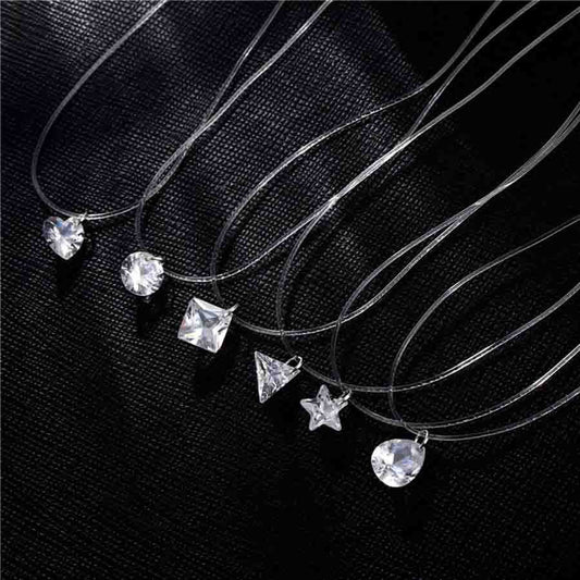 1 Piece Lady Geometric Star Heart Shape Alloy Rhinestone Women'S Pendant Necklace