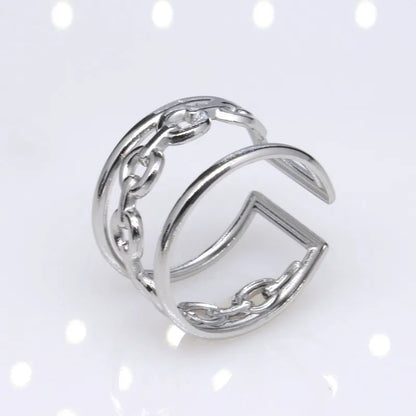 1 Piece Lady Geometric Titanium Steel Plating Open Ring