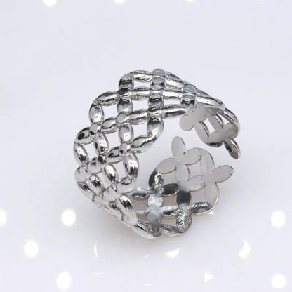 1 Piece Lady Geometric Titanium Steel Plating Open Ring