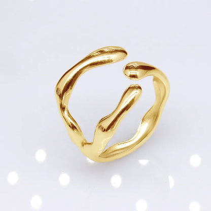 1 Piece Lady Geometric Titanium Steel Plating Open Ring