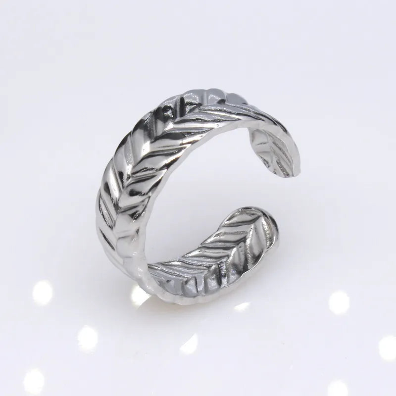 1 Piece Lady Geometric Titanium Steel Plating Open Ring