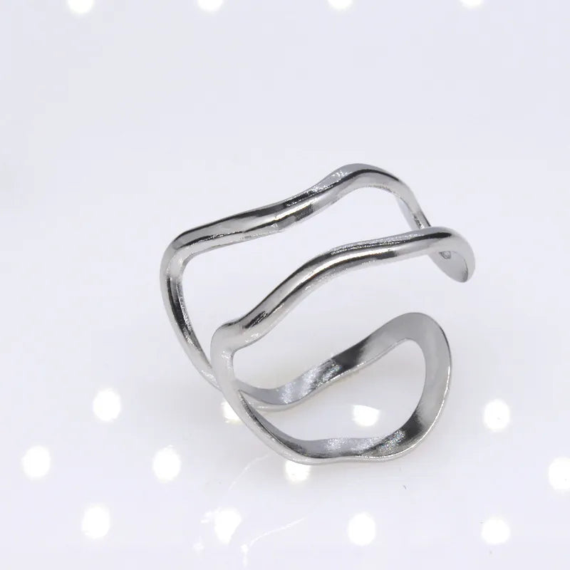 1 Piece Lady Geometric Titanium Steel Plating Open Ring