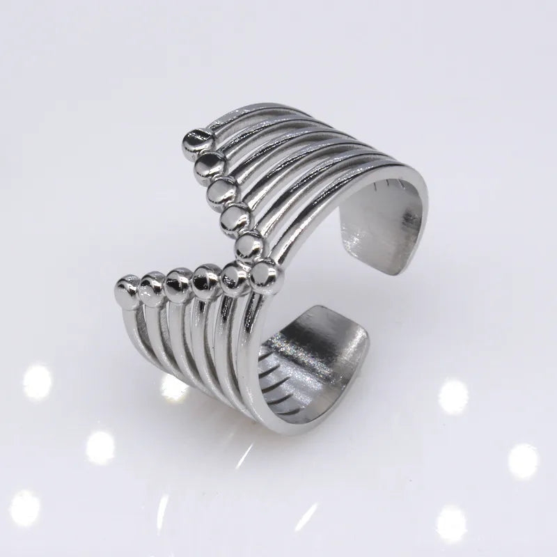 1 Piece Lady Geometric Titanium Steel Plating Open Ring