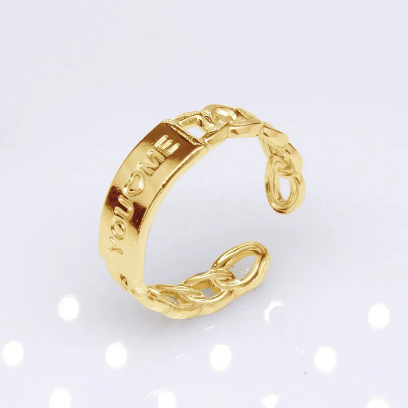 1 Piece Lady Geometric Titanium Steel Plating Open Ring