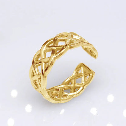 1 Piece Lady Geometric Titanium Steel Plating Open Ring