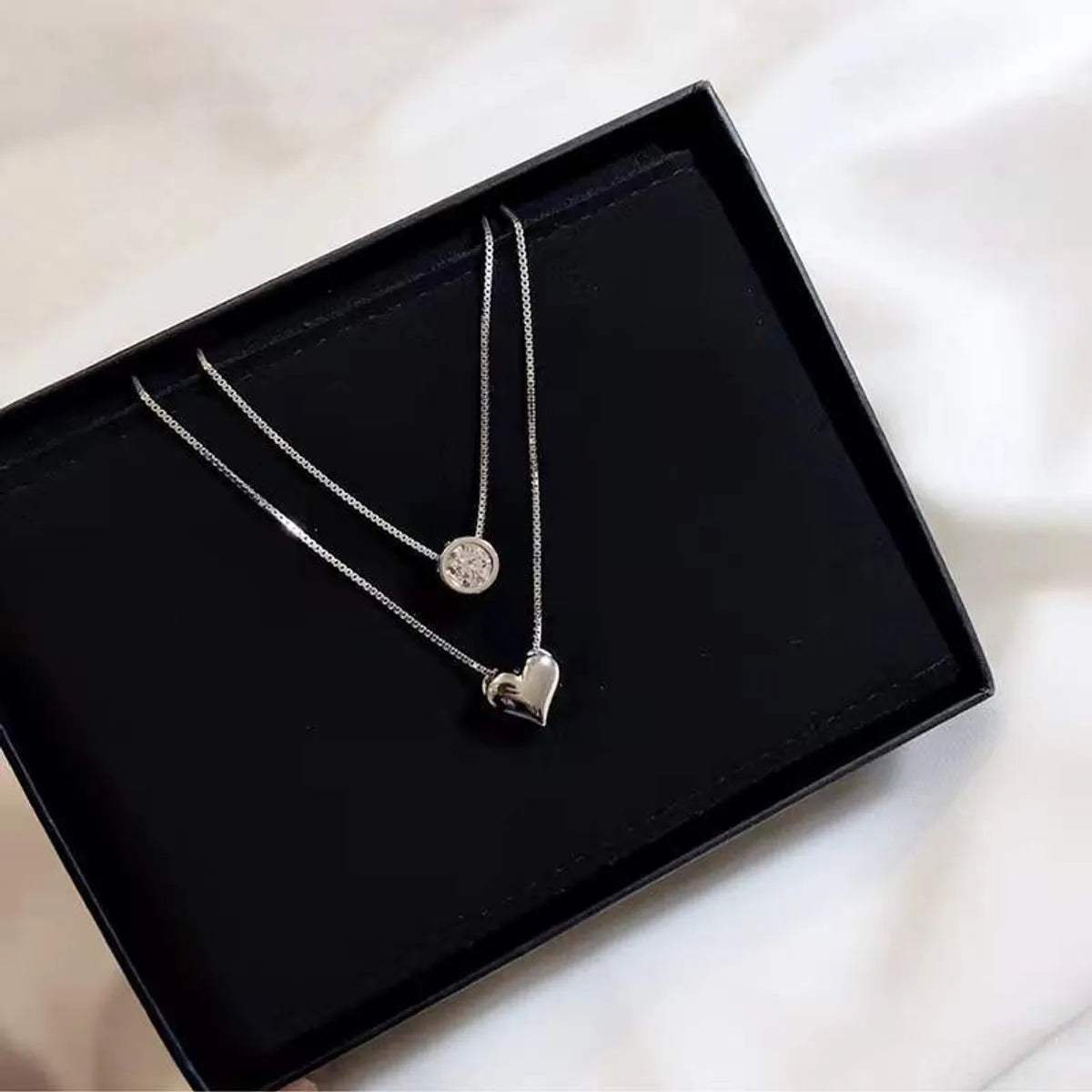 1 Piece Lady Heart Shape Copper Plating Zircon Necklace