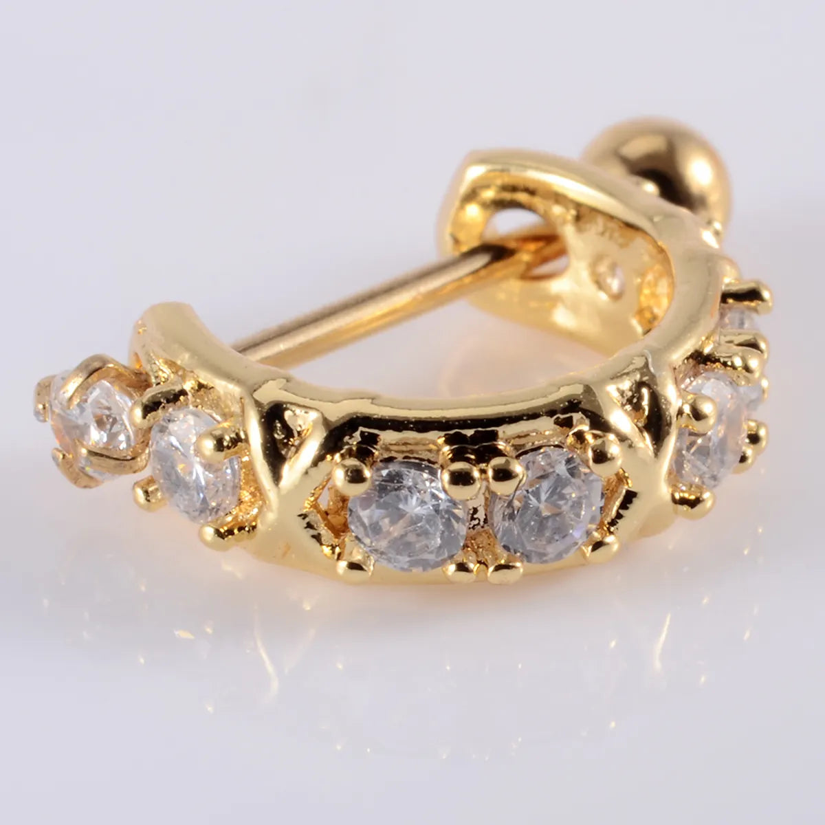 1 Piece Ear Cartilage Rings & Studs Lady Leaves Heart Shape 304 Stainless Steel Copper Zircon Inlay Zircon 18K Gold Plated