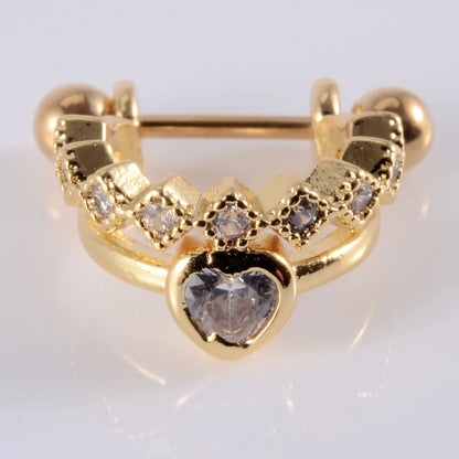 1 Piece Ear Cartilage Rings & Studs Lady Leaves Heart Shape 304 Stainless Steel Copper Zircon Inlay Zircon 18K Gold Plated