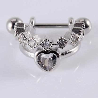 1 Piece Ear Cartilage Rings & Studs Lady Leaves Heart Shape 304 Stainless Steel Copper Zircon Inlay Zircon 18K Gold Plated