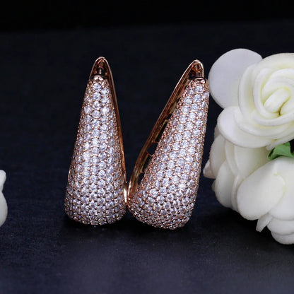 1 Piece Lady Solid Color Plating Inlay Copper Zircon White Gold Plated Rhodium Plated Ear Studs