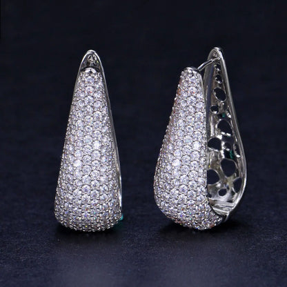 1 Piece Lady Solid Color Plating Inlay Copper Zircon White Gold Plated Rhodium Plated Ear Studs