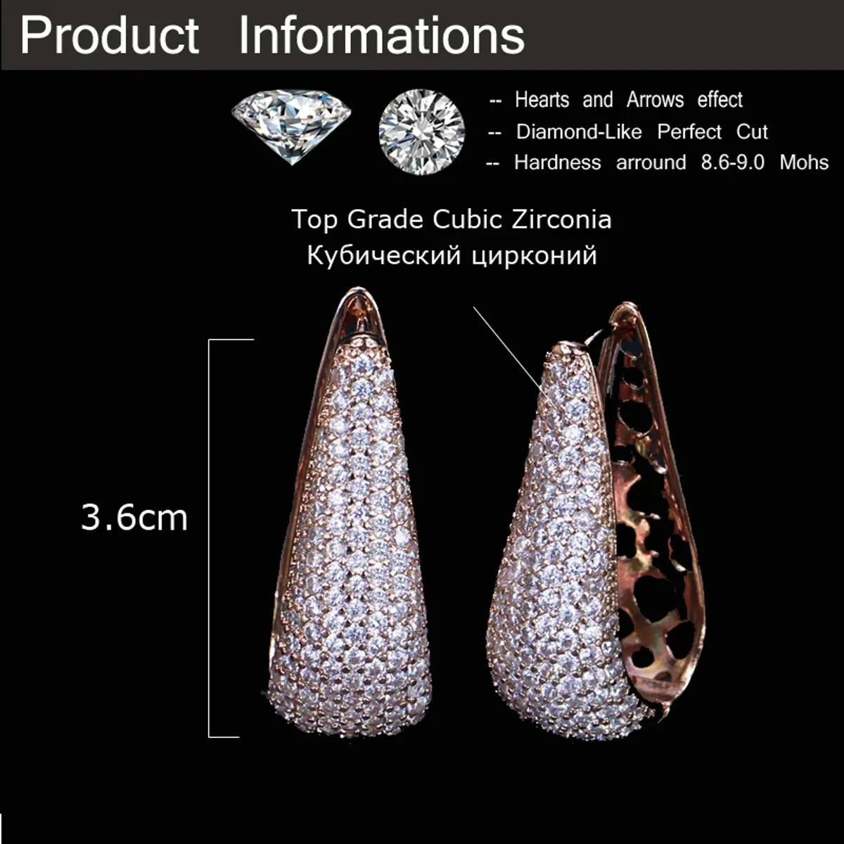 1 Piece Lady Solid Color Plating Inlay Copper Zircon White Gold Plated Rhodium Plated Ear Studs