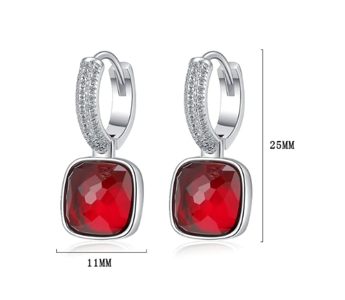 1 Piece Lady Square Plating Inlay Copper Zircon White Gold Plated Drop Earrings