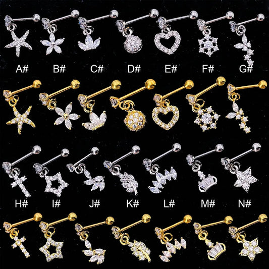 1 Piece Lady Star Inlay Stainless Steel Zircon Ear Studs