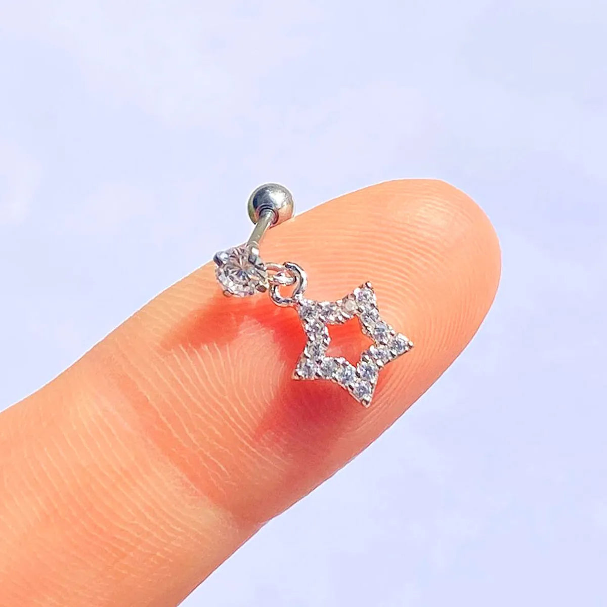 1 Piece Lady Star Inlay Stainless Steel Zircon Ear Studs