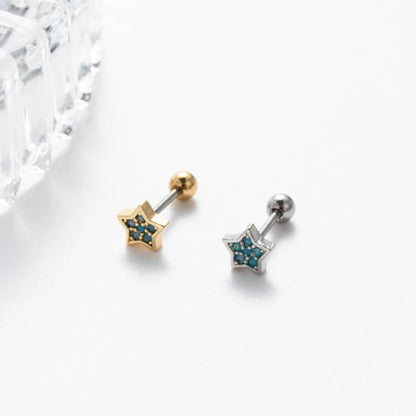 1 Piece Lady Sweet Star Heart Shape Flower Inlay Stainless Steel Zircon Ear Studs