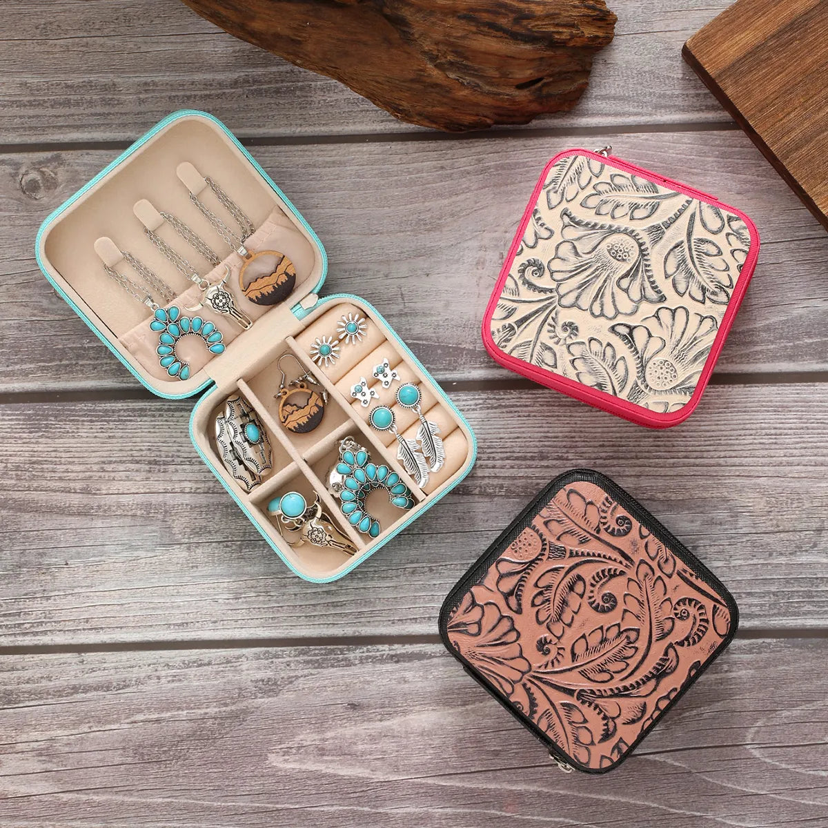 1 Piece Leather Retro Simple Style Daily Leaves Jewelry Boxes