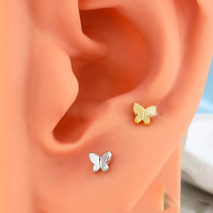 1 Piece Lip Rings Basic Simple Style Butterfly Pure Titanium Plating 18K Gold Plated Lip Rings Ear Cartilage Rings & Studs