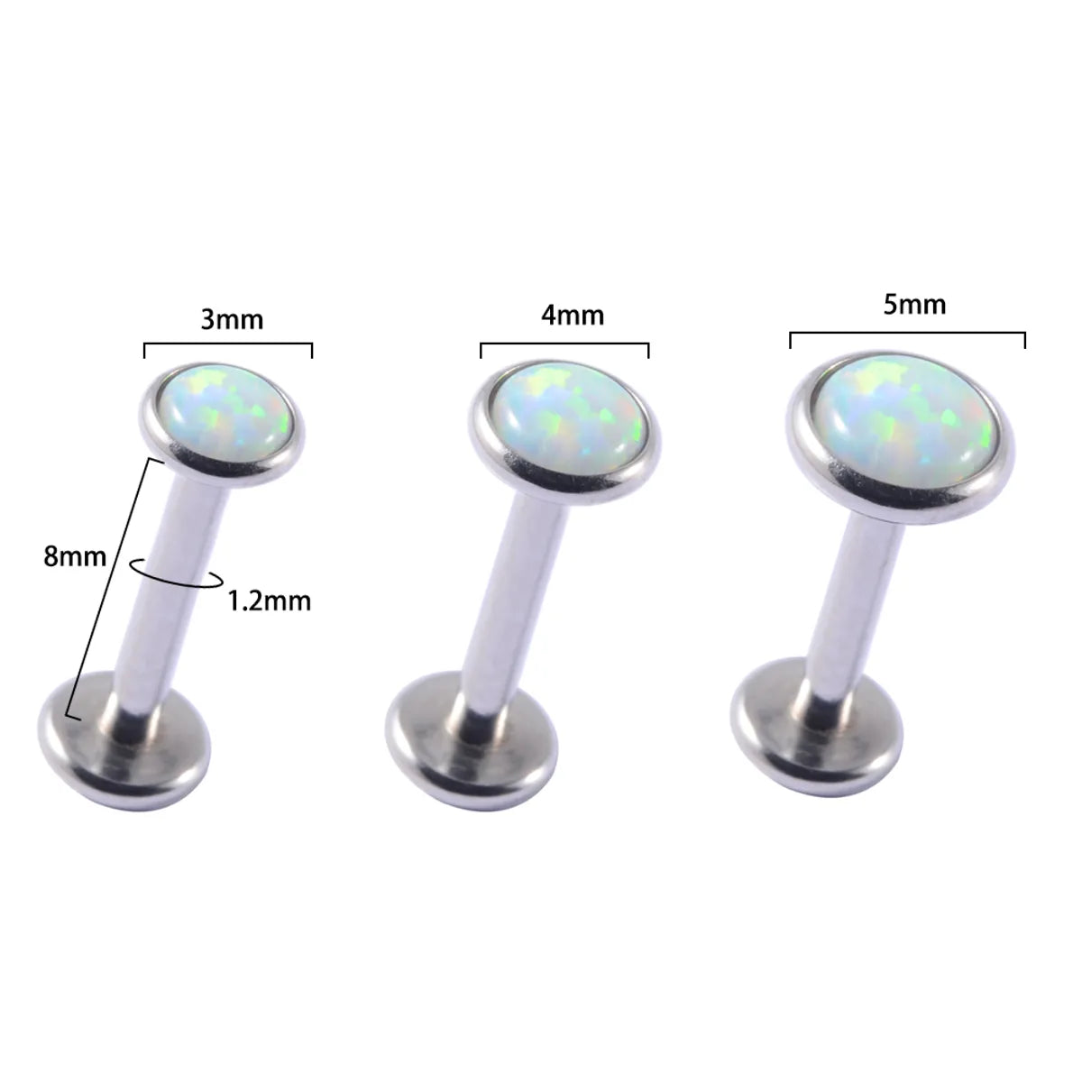 1 Piece Lip Rings Casual Hawaiian Tropical Round 304 Stainless Steel Opal Titanium Alloy Polishing Inlay Gem Opal Lip Rings Ear Cartilage Rings & Studs