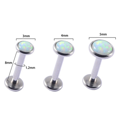 1 Piece Lip Rings Casual Hawaiian Tropical Round 304 Stainless Steel Opal Titanium Alloy Polishing Inlay Gem Opal Lip Rings Ear Cartilage Rings & Studs