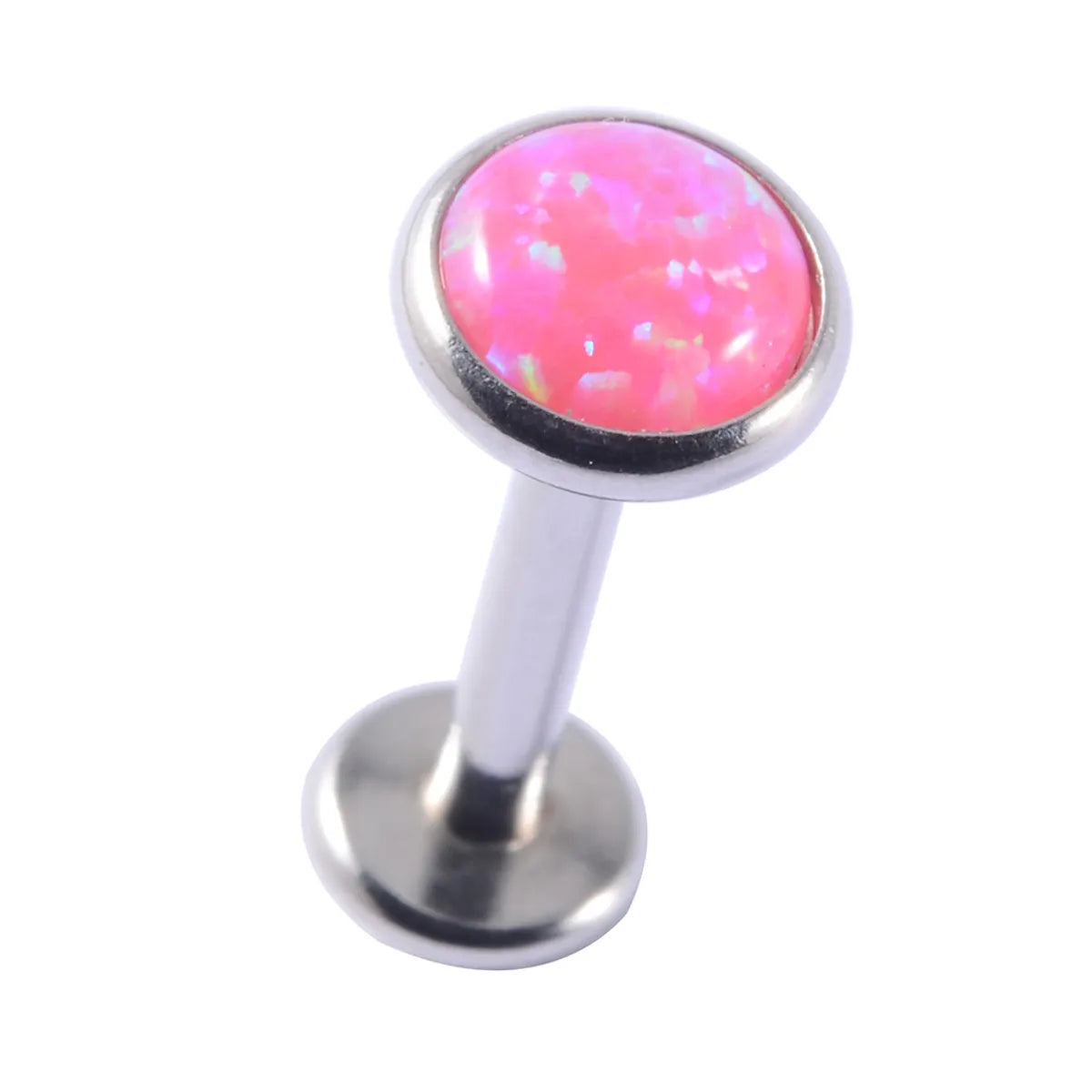 1 Piece Lip Rings Casual Hawaiian Tropical Round 304 Stainless Steel Opal Titanium Alloy Polishing Inlay Gem Opal Lip Rings Ear Cartilage Rings & Studs