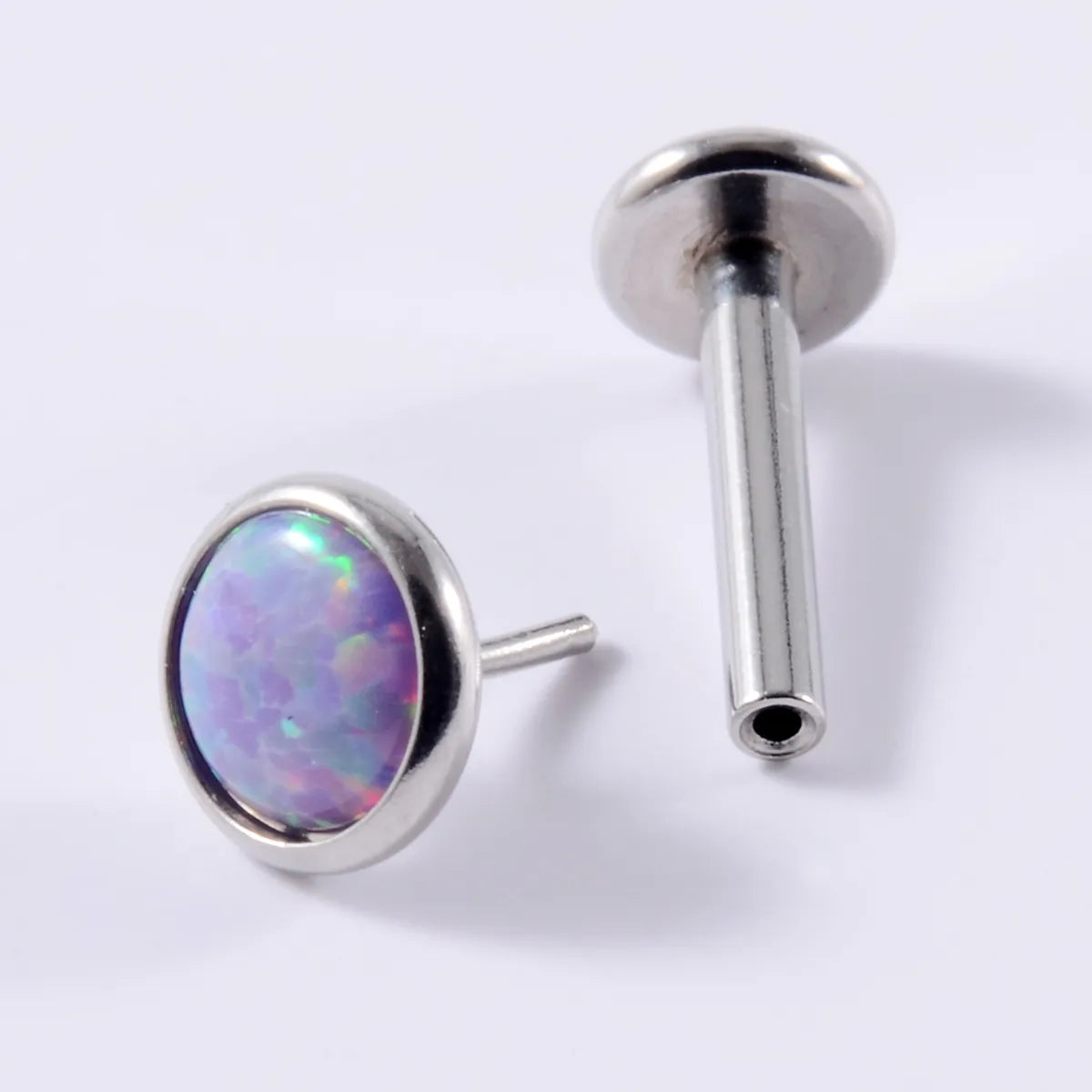 1 Piece Lip Rings Casual Hawaiian Tropical Round 304 Stainless Steel Opal Titanium Alloy Polishing Inlay Gem Opal Lip Rings Ear Cartilage Rings & Studs