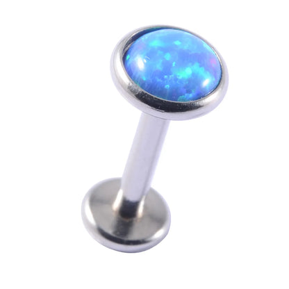 1 Piece Lip Rings Casual Hawaiian Tropical Round 304 Stainless Steel Opal Titanium Alloy Polishing Inlay Gem Opal Lip Rings Ear Cartilage Rings & Studs