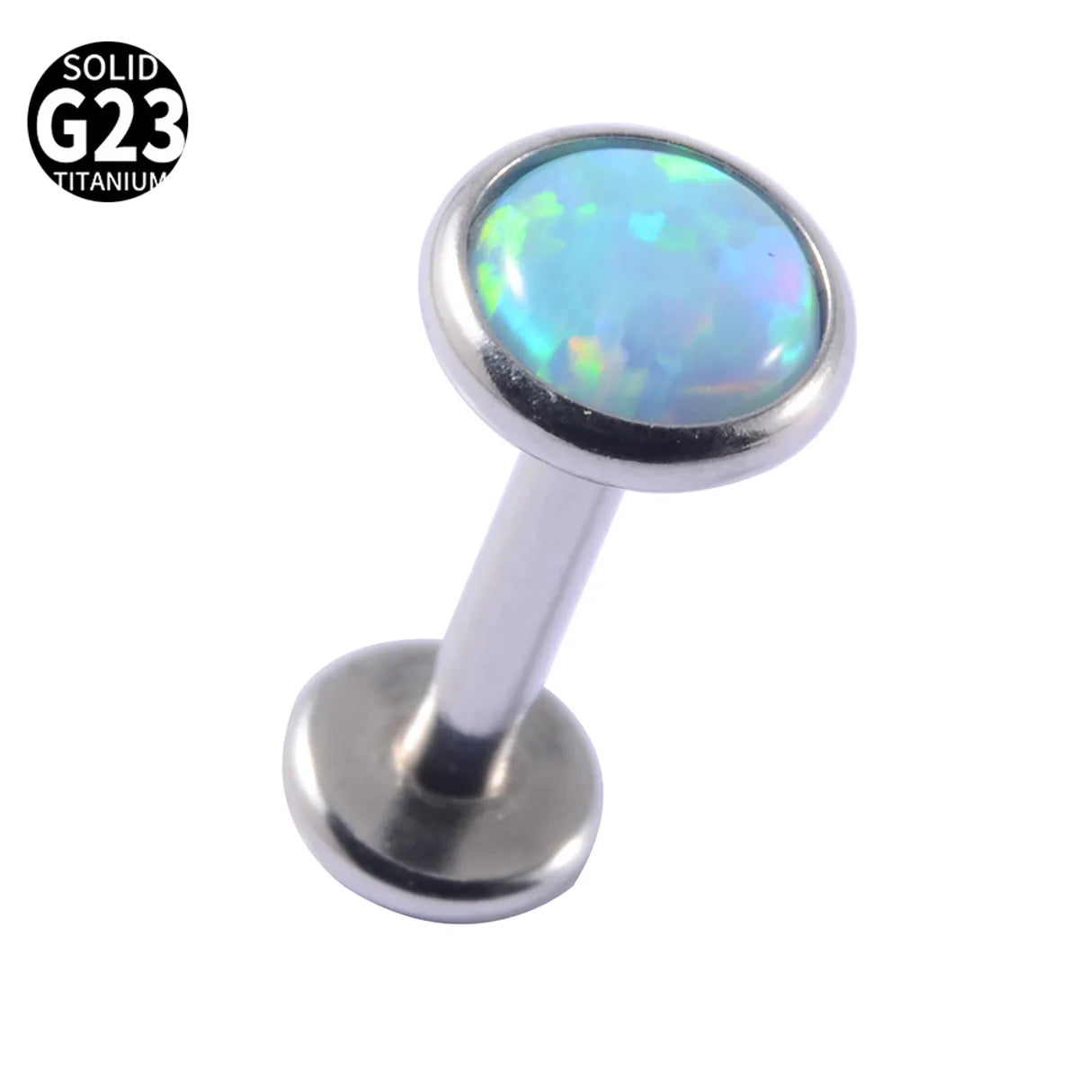 1 Piece Lip Rings Casual Hawaiian Tropical Round 304 Stainless Steel Opal Titanium Alloy Polishing Inlay Gem Opal Lip Rings Ear Cartilage Rings & Studs