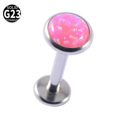 1 Piece Lip Rings Casual Hawaiian Tropical Round 304 Stainless Steel Opal Titanium Alloy Polishing Inlay Gem Opal Lip Rings Ear Cartilage Rings & Studs