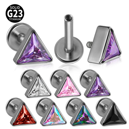 1 Piece Lip Rings Casual Simple Style Triangle G23 Titanium Alloy Inlay Zircon Lip Rings Ear Cartilage Rings & Studs Nose Rings & Studs