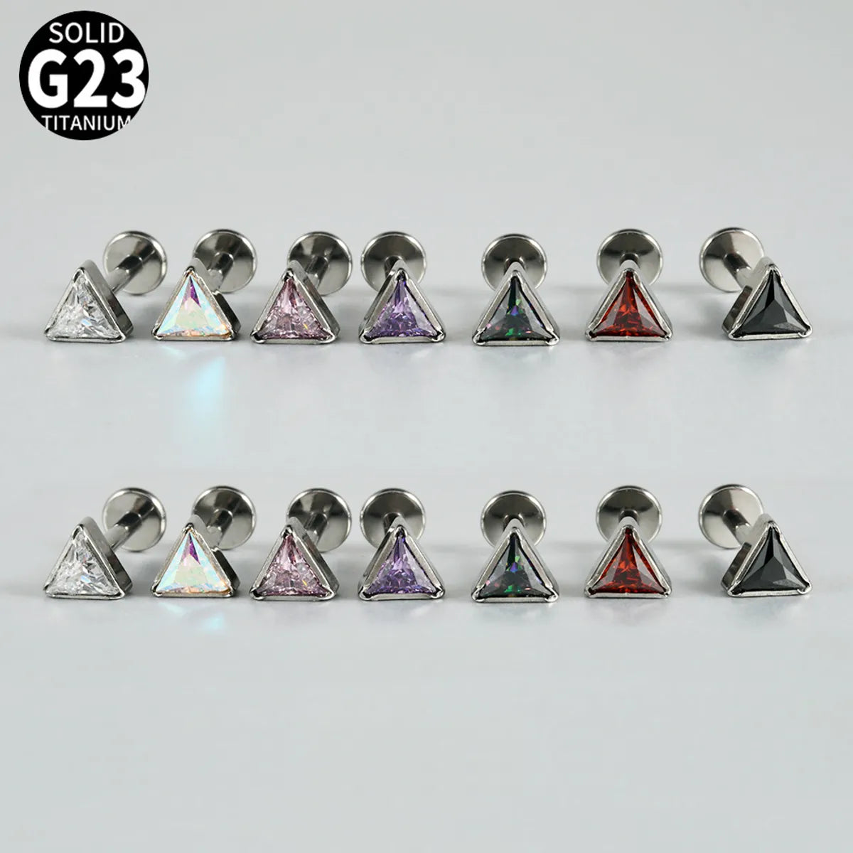 1 Piece Lip Rings Casual Simple Style Triangle G23 Titanium Alloy Inlay Zircon Lip Rings Ear Cartilage Rings & Studs Nose Rings & Studs