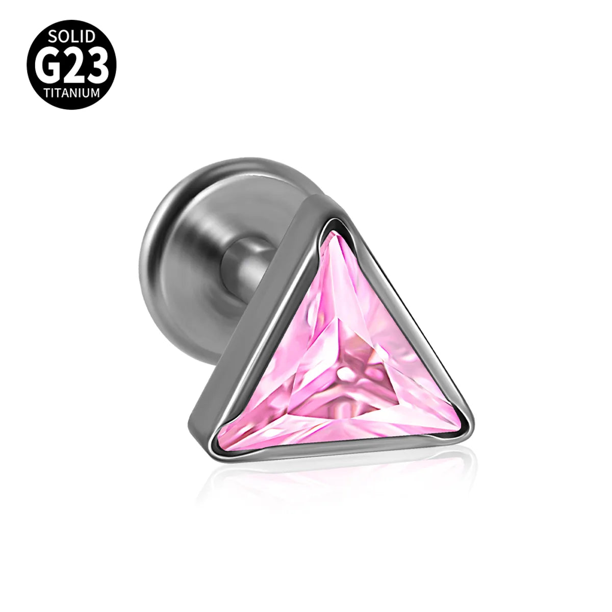 1 Piece Lip Rings Casual Simple Style Triangle G23 Titanium Alloy Inlay Zircon Lip Rings Ear Cartilage Rings & Studs Nose Rings & Studs