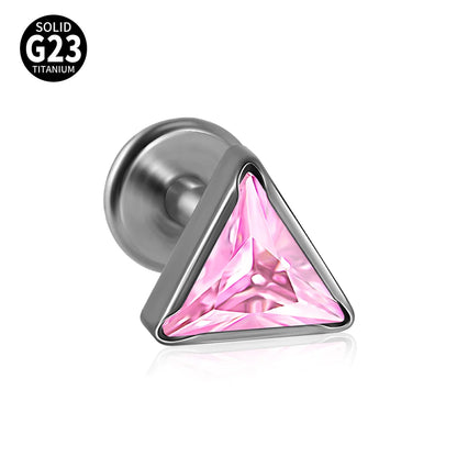 1 Piece Lip Rings Casual Simple Style Triangle G23 Titanium Alloy Inlay Zircon Lip Rings Ear Cartilage Rings & Studs Nose Rings & Studs