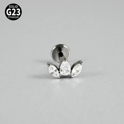 1 Piece Lip Rings Casual Vacation Simple Style Sword Crown Pure Titanium Inlay Zircon 18K Gold Plated Lip Rings